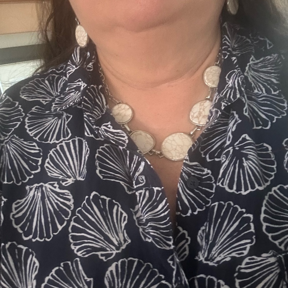 Cream and Silver Cascade Necklace with Vintage Charm